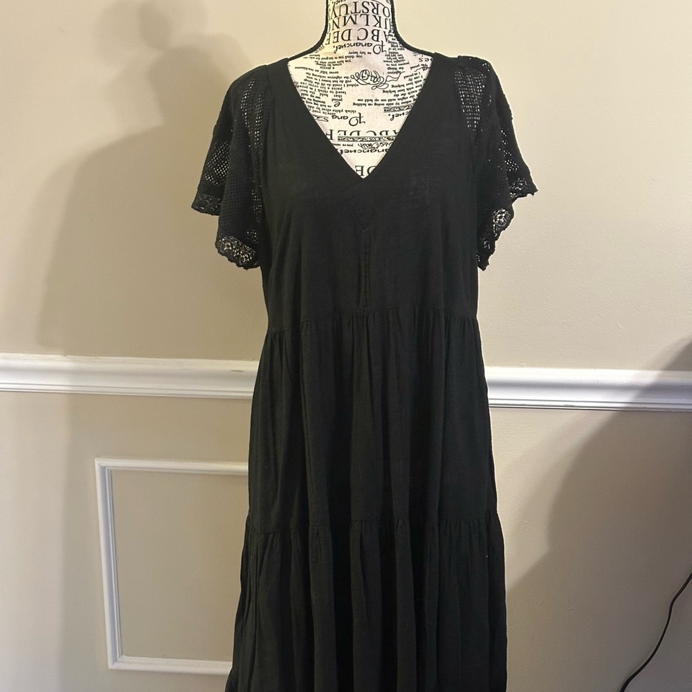 Old Navy Black Flutter Sleeve V-Neck Sundress